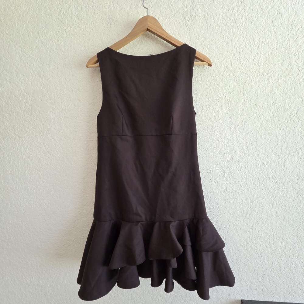 ZARA NWT Short Ruffled Dress in Chocolate Brown Size M - Picture 13 of 16